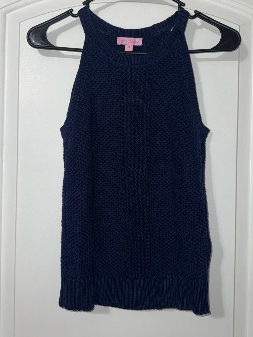 Lilly Pulitzer Navy High Neck Sweater Tank Top Knit Women’s Medium